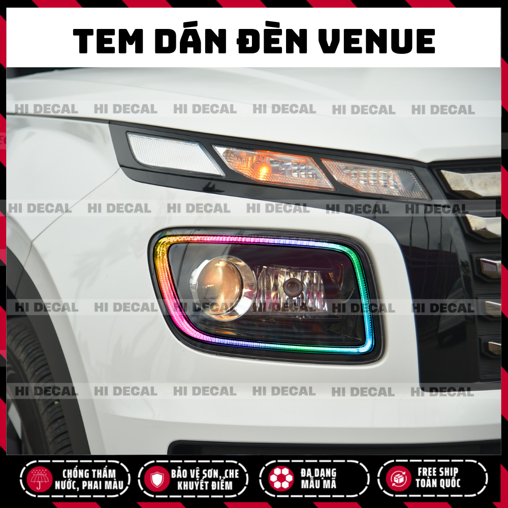 Tem dán đèn Venue, decal đèn Hyundai Venue đổi màu đèn trang trí tạo điểm nhấn cho xe cực chất - Hidecal