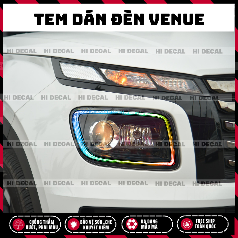 Tem dán đèn Venue, decal đèn Hyundai Venue đổi màu đèn trang trí tạo điểm nhấn cho xe cực chất - Hidecal