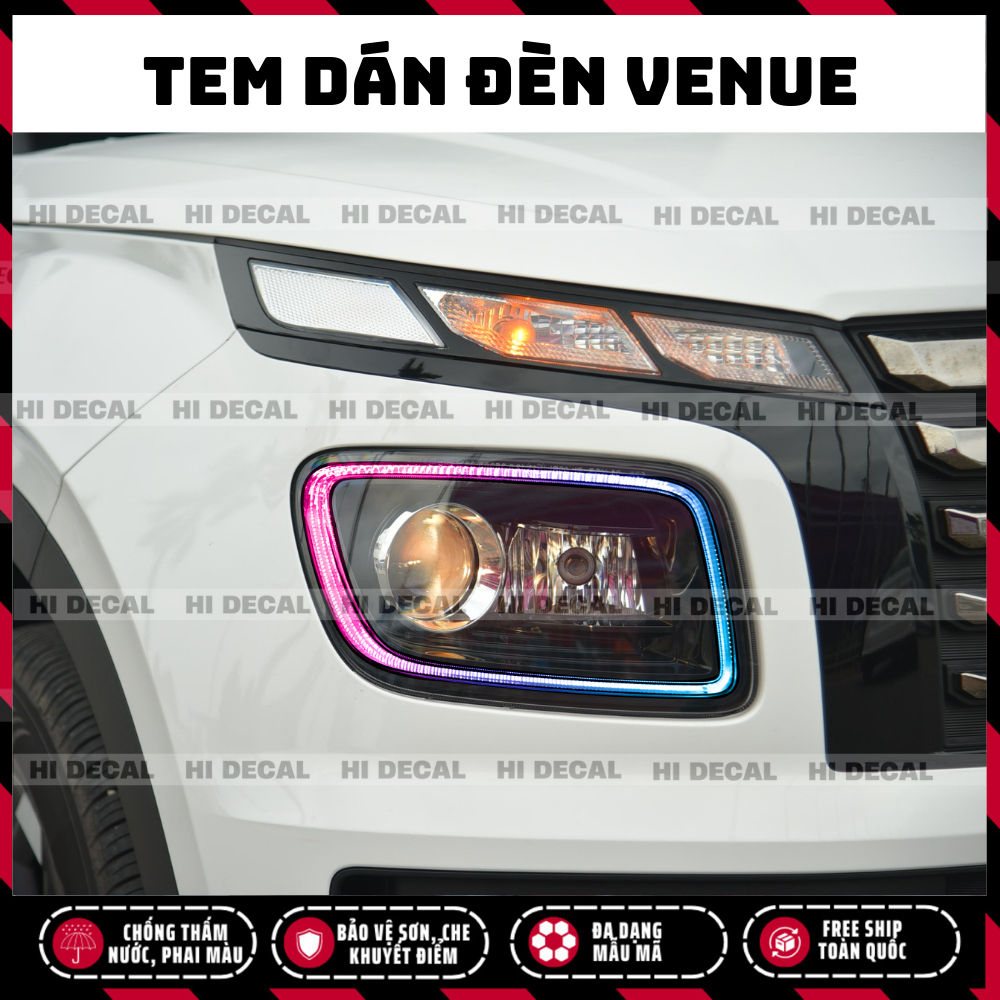 Tem dán đèn Venue, decal đèn Hyundai Venue đổi màu đèn trang trí tạo điểm nhấn cho xe cực chất - Hidecal