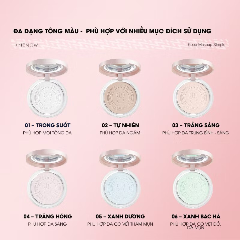COMBO Phấn phủ Menow Rabbit 8.5gr & Phấn phủ Panda mini kèm dây đeo 3.5gr