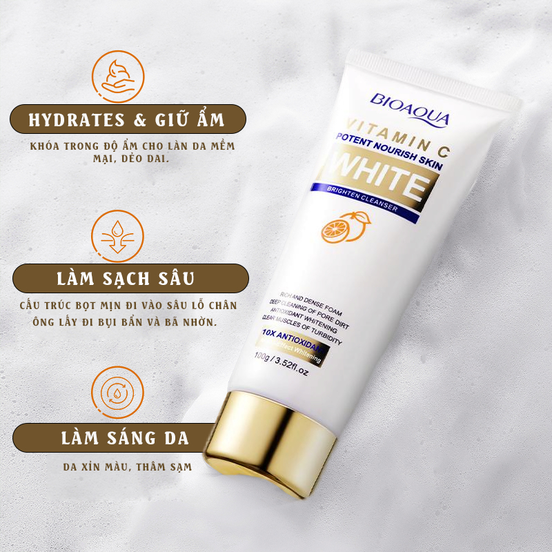 🔥【Mua 1 Tặng 1】Sữa Rửa Mặt Vitamin C 15% & Amino Acid 100g Dưỡng Sáng Kiểm Soát Dầu Cho Da Mụn/Nhạy Cảm​（Freeship）