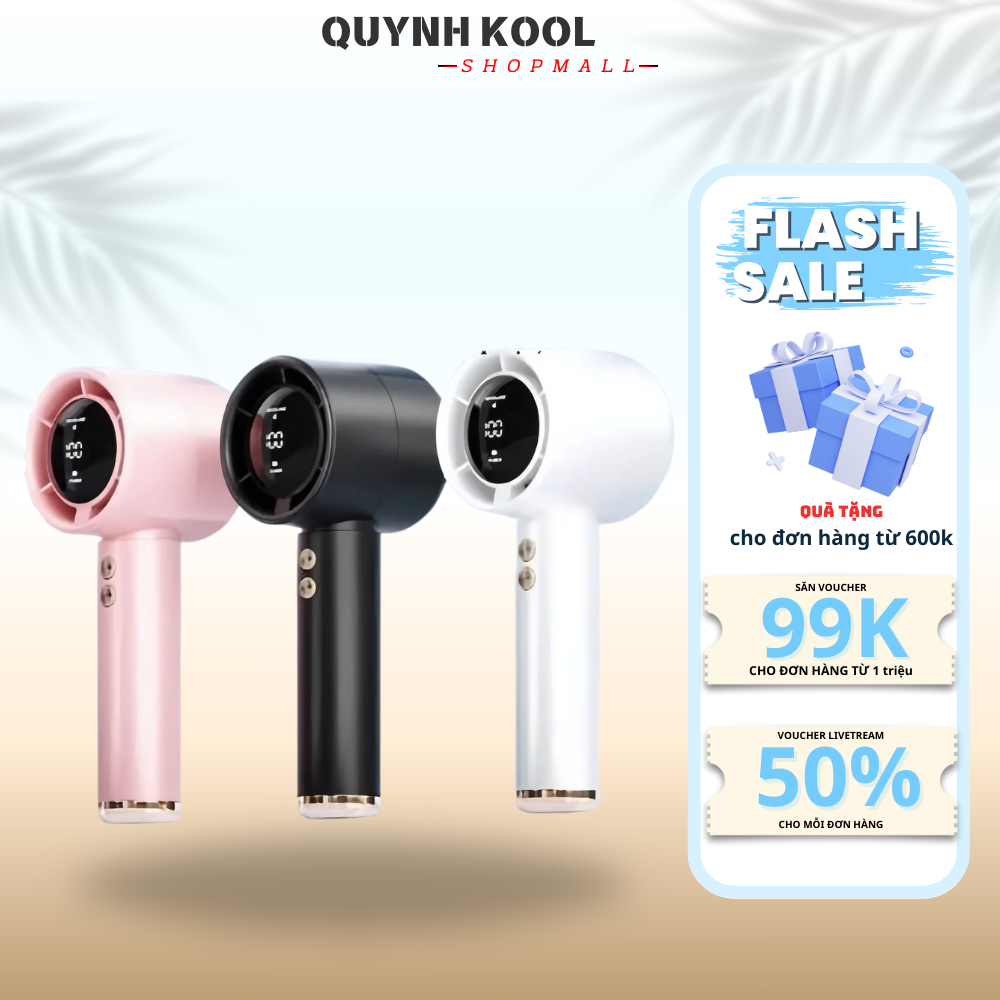 Quạt Cầm Tay Tích Điện DIDOOGLT Pin 10000mAh Gió Mạnh Màn Hình LED Sạc USB