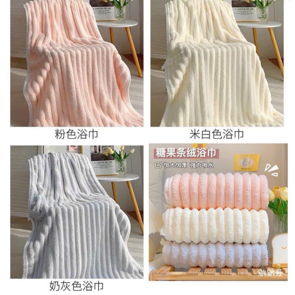 Khăn tắm dệt dạng sóng chất liệu cotton siêu thấm hút,kích thước 70*140