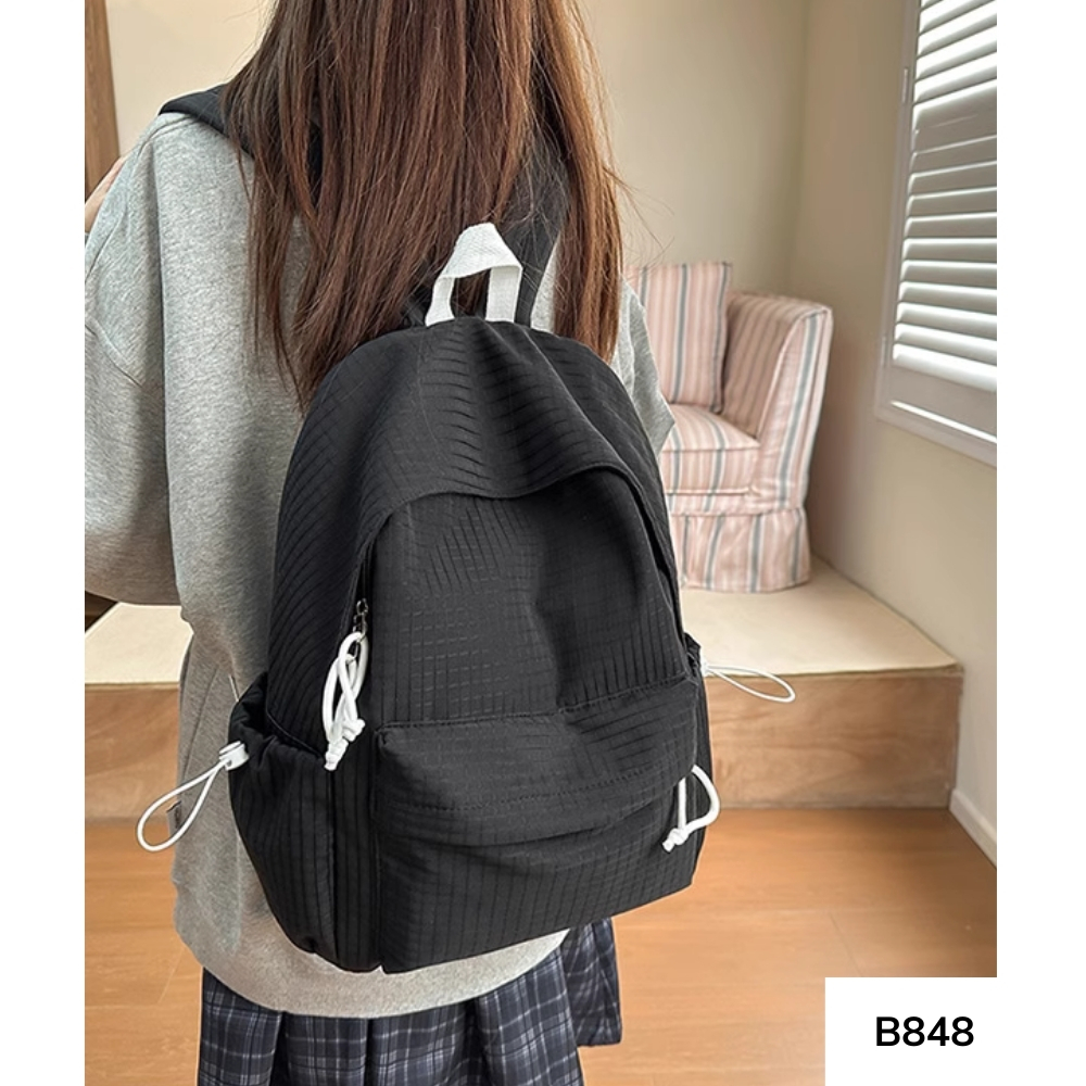 Balo đi học cho nữ basic form gọn nhẹ caro dây rút phong cách hàn quốc cấp 2 cấp 3 gagastore B848