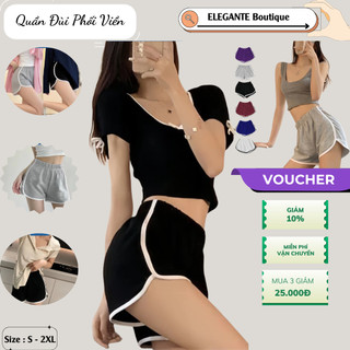 Quần Đùi Nữ Phối Viền Siêu Tôn Dáng ELEGANTE Co Giãn, Thoải Mái, Chất Vải Mát Lạnh