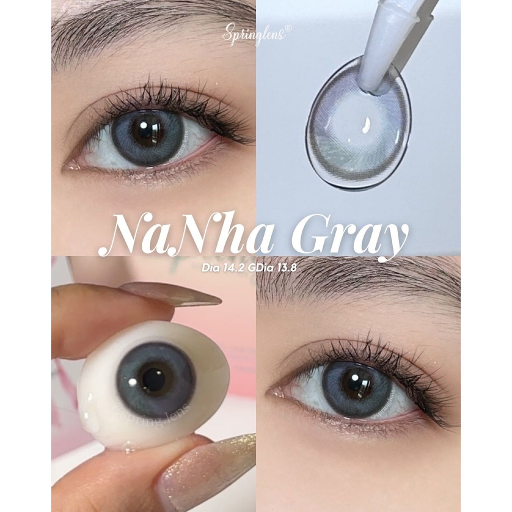 Kính áp tròng NaNha Gray xám xanh tím chuyển màu Silicone Hydrogel 1 tháng | Spring Lens