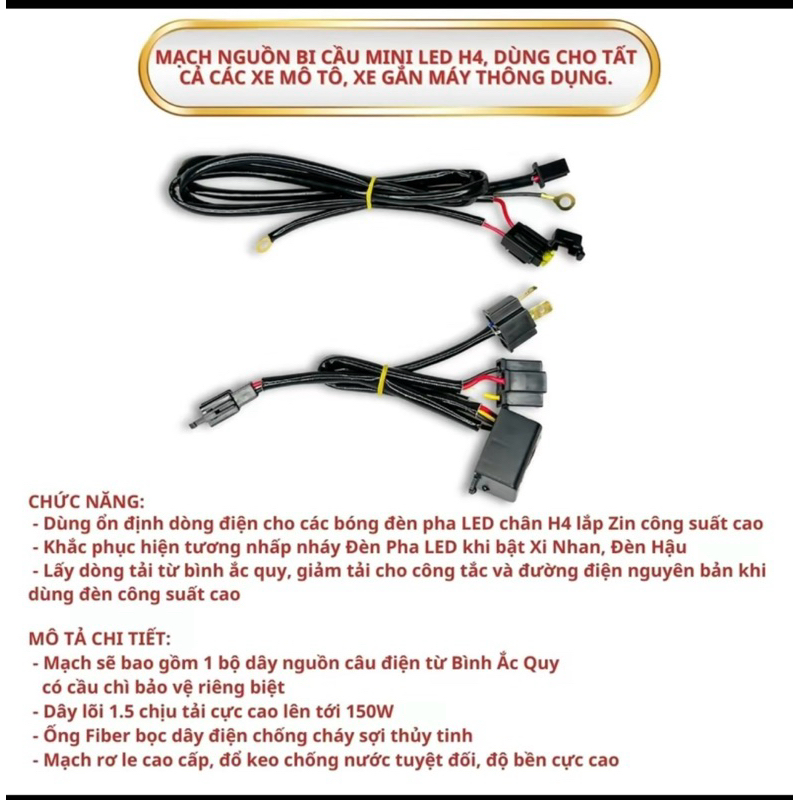 Mạch ổn định đèn H4  Cho bóng led hoặc Bi mini H4 - công suất cao tránh chớp đèn khi xi nhan , Wave , Vision các loại H4