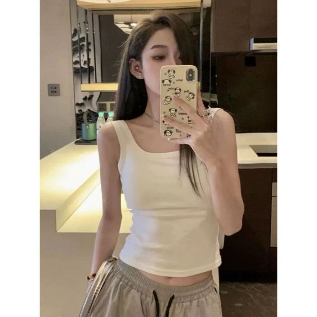 (XẢ HÀNG) Áo Ba Lỗ Dây To Có Mút Ngực, Áo 2 dây bản to cổ vuông màu trơn phong cách hàn quốc