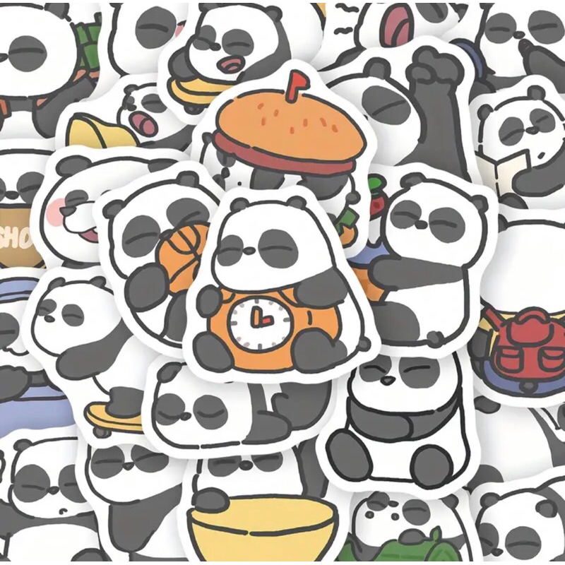 60 sticker gấu trúc Panda ngộ nghĩnh  trang trí sổ tay note book laptop mũ bảo hiểm chống nước tốt