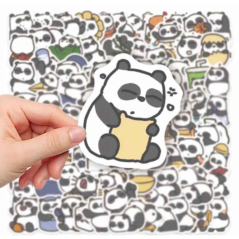 60 sticker gấu trúc Panda ngộ nghĩnh  trang trí sổ tay note book laptop mũ bảo hiểm chống nước tốt
