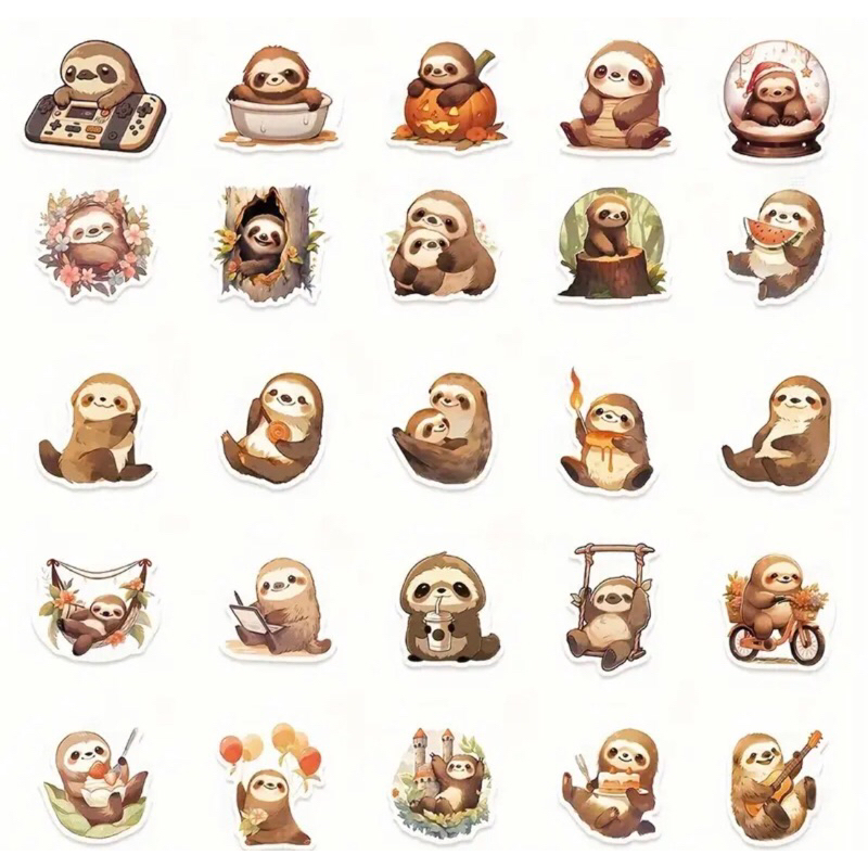 set 100 sticker chú Siêu Siêu Lười vô tri Hoạt Hình Dễ Thương Gián Dán Chống Thấm Nước DIY Cho Vỏ Điện Thoại Laptop Xe