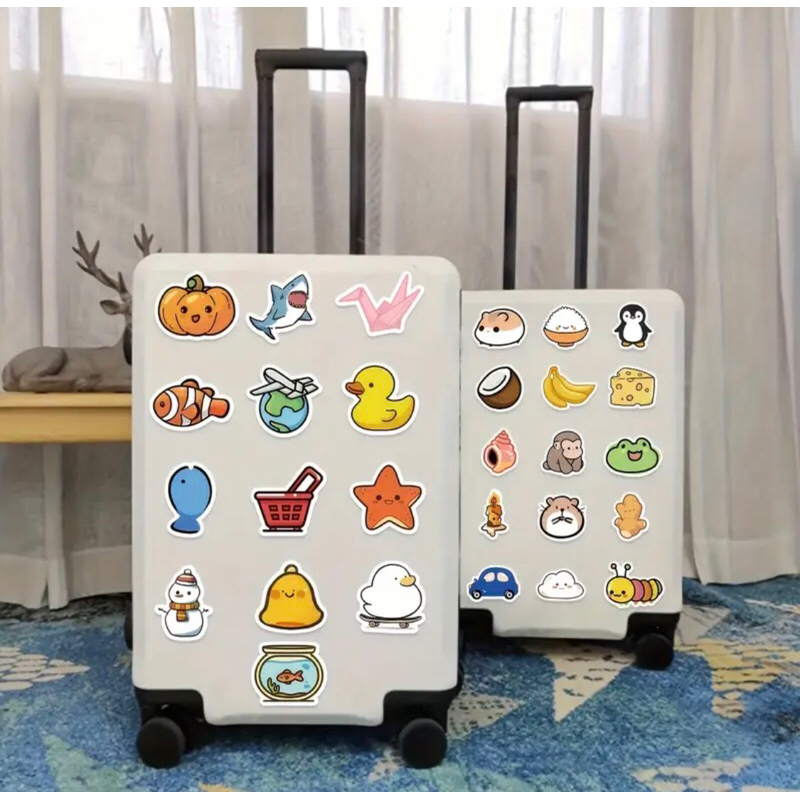 Set 60 sticker đa dạng mẫu hoa, trái cây con vật, sinh vật biển trang trí sổ tay note book laptop mũ bảo hiểm chống nưoc