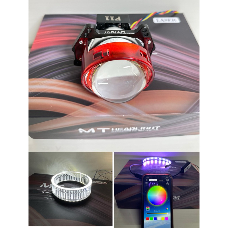 ComBo Bi Cầu F11 Kèm Led Mắt Quỷ App + Vòng 3D Trắng Công Xuất 60W Lắp cho Oto Và Xe Máy ( Bảo Hành 24 Tháng )
