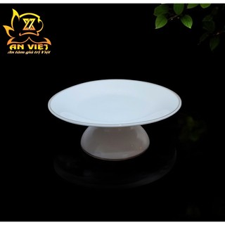 Đĩa Trái Cây Gốm Sứ Men Trắng Viền Vàng - Dĩa Thờ Cúng - Nội Thất An Việt - 1515T