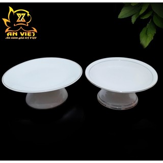 Đĩa Trái Cây Gốm Sứ Men Trắng Viền Vàng - Dĩa Thờ Cúng - Nội Thất An Việt - 1515T
