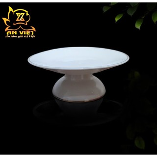 Đĩa Trái Cây Gốm Sứ Men Trắng Viền Vàng - Dĩa Thờ Cúng - Nội Thất An Việt - 1515T