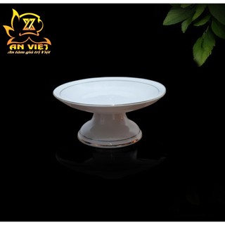 Đĩa Trái Cây Gốm Sứ Men Trắng Viền Vàng - Dĩa Thờ Cúng - Nội Thất An Việt - 1515T