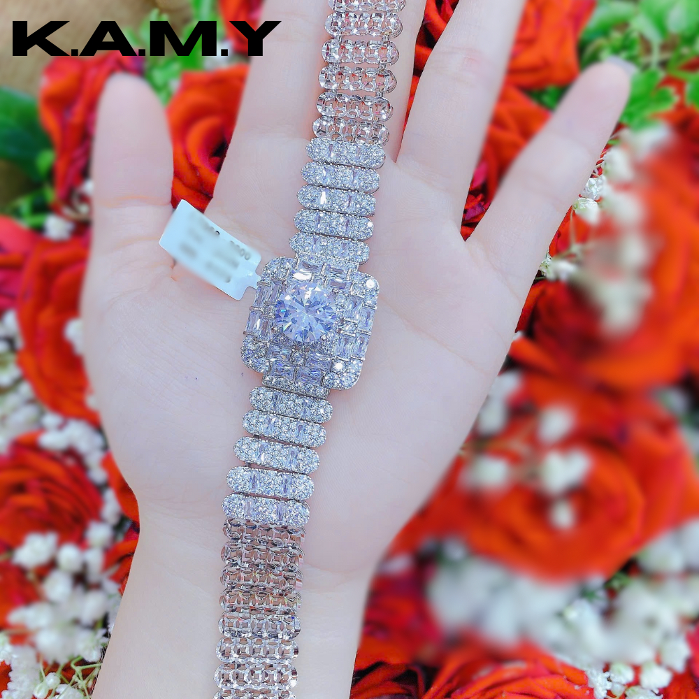 Vòng Tay Đính Đá Cao Cấp – Mẫu Hoa Khối Pha Lê Lấp Lánh | K.A.M.Y