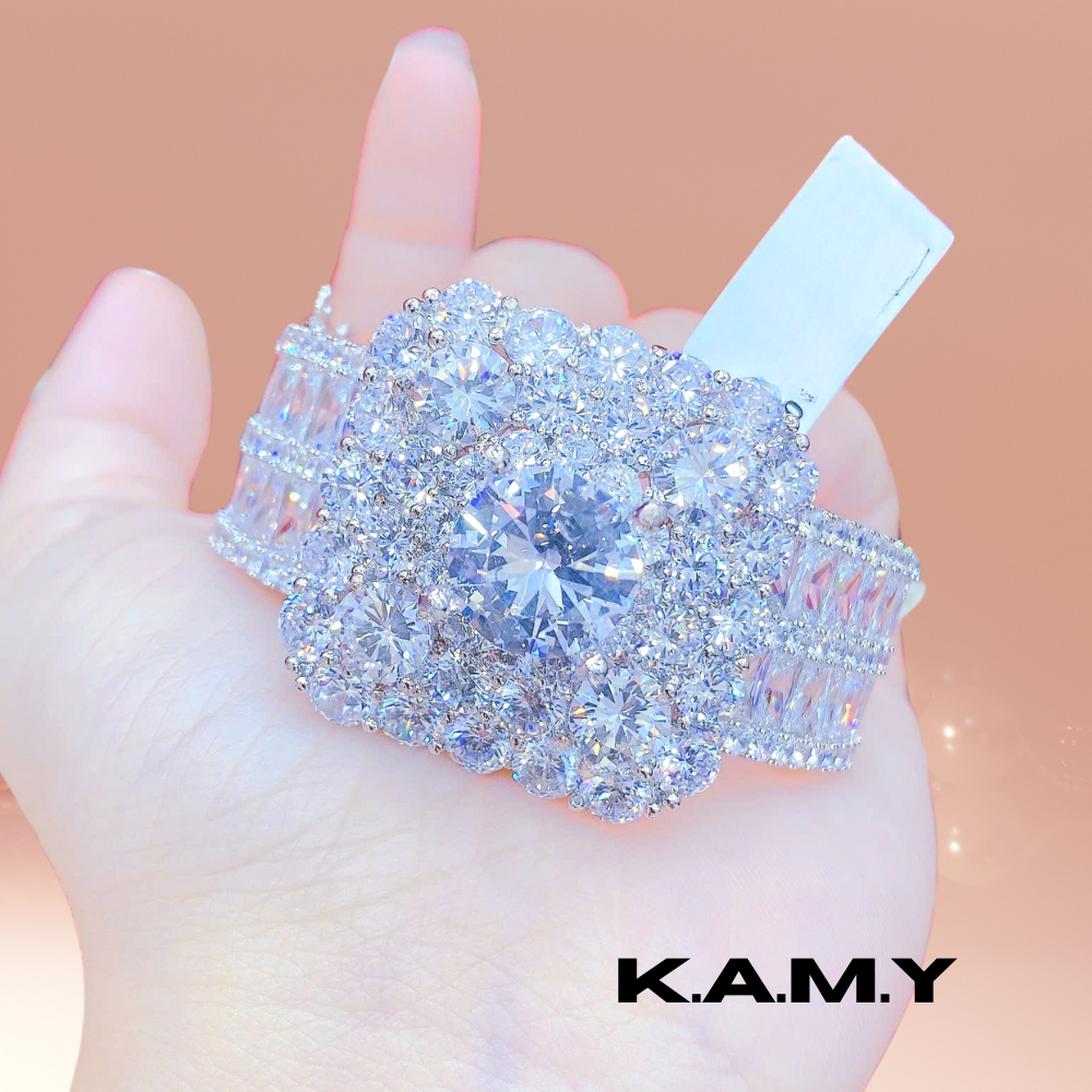 Vòng Tay Đính Đá Cao Cấp – Mẫu Hoa Khối Pha Lê Lấp Lánh | K.A.M.Y