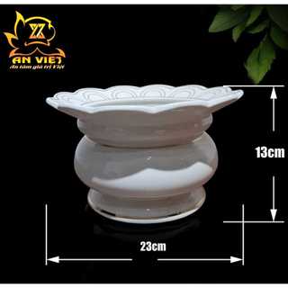 Lư Hương Có Hứng Tàn Gốm Sứ Men Trắng Viền Vàng - Bát Hương - Nội Thất An Việt - 1515T