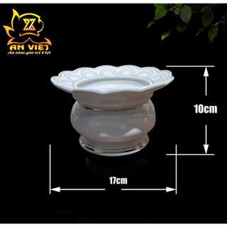 Lư Hương Có Hứng Tàn Gốm Sứ Men Trắng Viền Vàng - Bát Hương - Nội Thất An Việt - 1515T