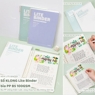 KLONG - Sổ CARO / LINE Còng nhựa 2 đầu Lite Binder B5 - Bìa nhựa PP 120 trang - MS: 806 - 807 ♥ Ruột Ô Vuông / Kẻ ngang♥