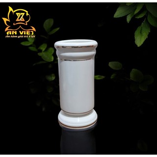 Ống Đựng Nhang Gốm Sứ Men Trắng Viền Vàng - Ống Nhang - Nội Thất An Việt - 1515T