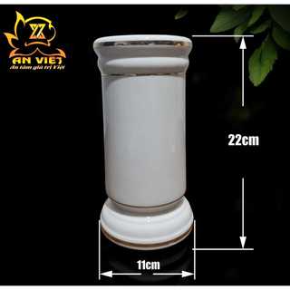 Ống Đựng Nhang Gốm Sứ Men Trắng Viền Vàng - Ống Nhang - Nội Thất An Việt - 1515T