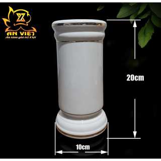 Ống Đựng Nhang Gốm Sứ Men Trắng Viền Vàng - Ống Nhang - Nội Thất An Việt - 1515T
