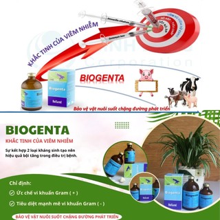 Thuốc thú y Interchemie Biogenta chai 100ml trị viêm phổi, tiêu hóa trên chó mèo gia súc gia cầm