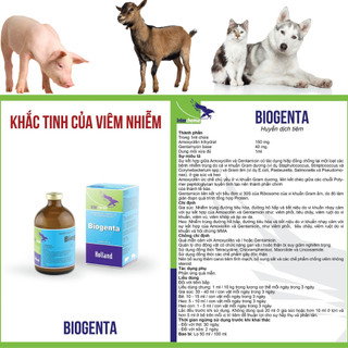 Thuốc thú y Interchemie Biogenta chai 100ml trị viêm phổi, tiêu hóa trên chó mèo gia súc gia cầm