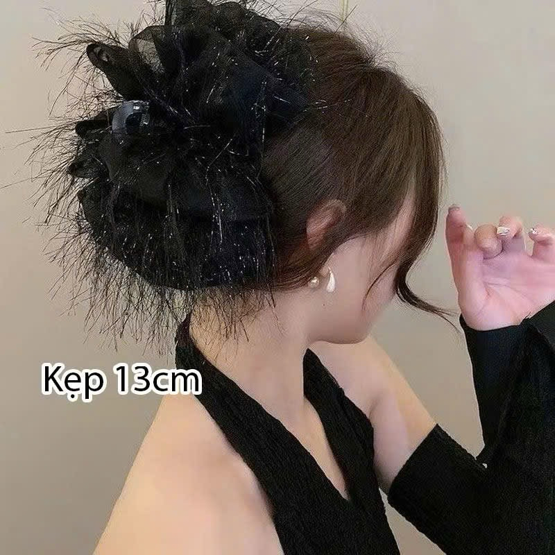 Kẹp tóc De Merci Accessoris nơ phồng bồng bềnh lớn, kẹp nơ bong bóng phong cách tiểu thư Hàn Quốc sang trọng