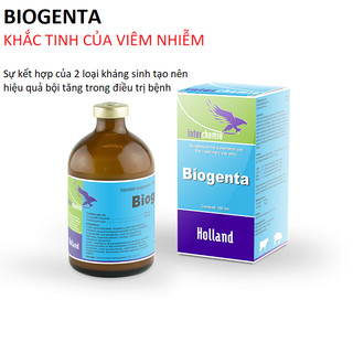 Thuốc thú y Interchemie Biogenta chai 100ml trị viêm phổi, tiêu hóa trên chó mèo gia súc gia cầm