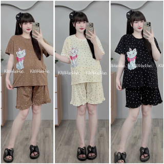 Bộ bầu - bộ sau sinh - BỘ ĐŨI COTTONG CHẤM BI MÈO - 3 Màu