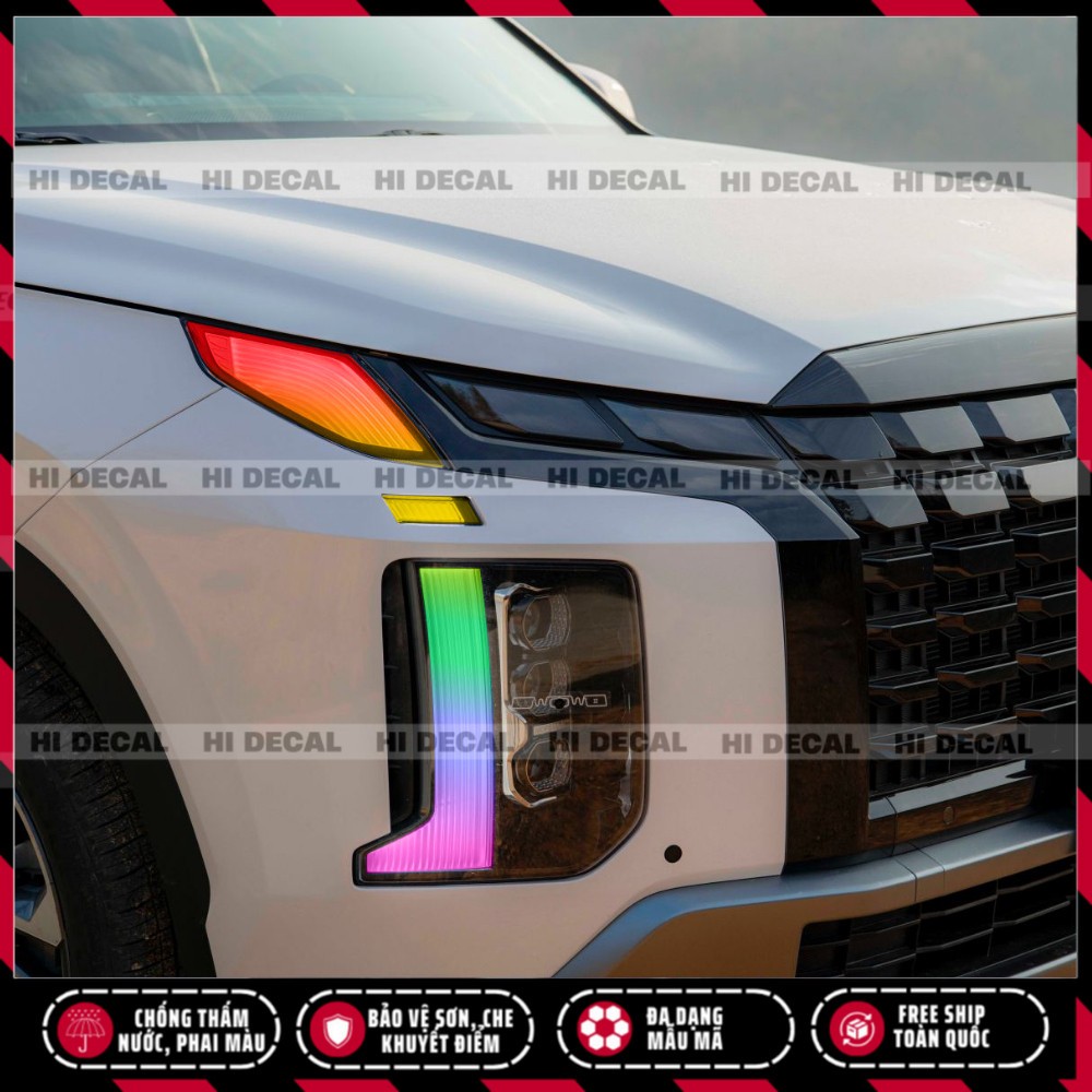 Tem dán đèn Palisade, decal đổi màu đèn Hyudai Palisade tem dán đèn trang trí xe chống nước bền màu, bảo vệ đèn