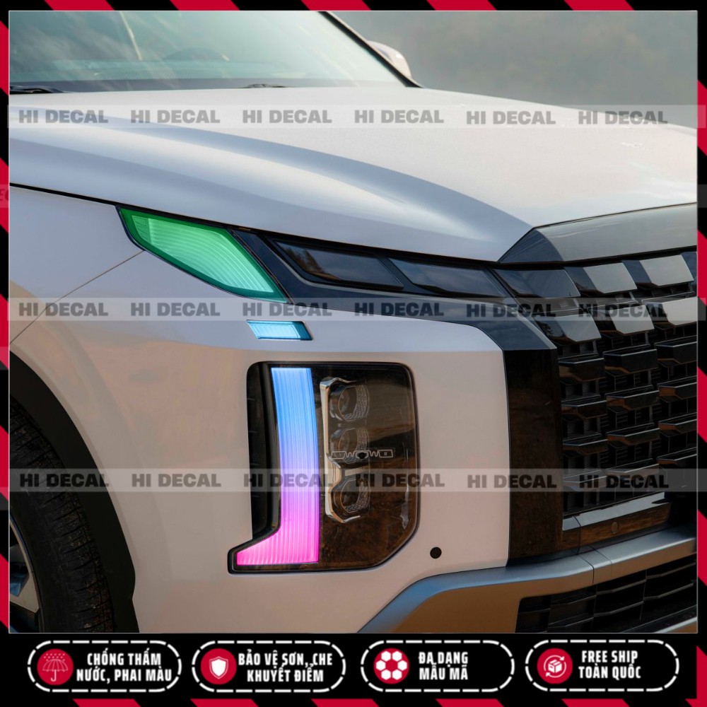Tem dán đèn Palisade, decal đổi màu đèn Hyudai Palisade tem dán đèn trang trí xe chống nước bền màu, bảo vệ đèn