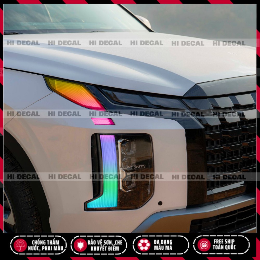 Tem dán đèn Palisade, decal đổi màu đèn Hyudai Palisade tem dán đèn trang trí xe chống nước bền màu, bảo vệ đèn