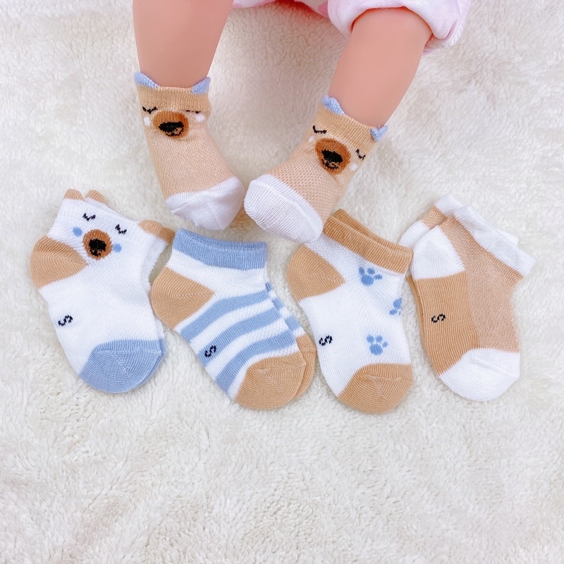 Set 5 đôi tất kidsock cho bé trai và bé gái Tất cotton cho bé từ 0 - 2 tuổi saubabi