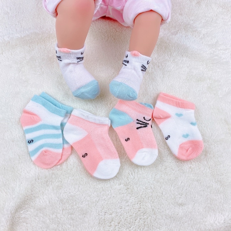 Set 5 đôi tất kidsock cho bé trai và bé gái Tất cotton cho bé từ 0 - 2 tuổi saubabi