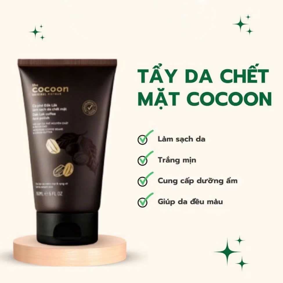 Tẩy da chết cho mặt, cho body Cocoon Chiết xuất cà phê Đắk Lắk, cấp ẩm cho da, giúp da mềm mịn.
