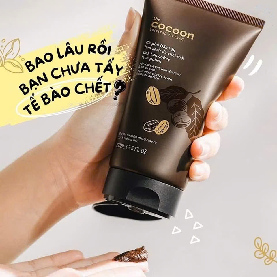 Tẩy da chết cho mặt, cho body Cocoon Chiết xuất cà phê Đắk Lắk, cấp ẩm cho da, giúp da mềm mịn.