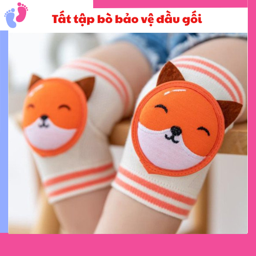 Tất bọc Bảo Vệ Đầu Gối chất len lưới thoáng mát Hình Thú Đáng Yêu Cho Bé Tập Bò, Tập Đi saubabi