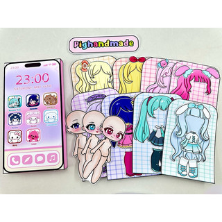 Đồ chơi bóc dán Hộp thời trang Iphone Sanrio , Kuromi | 8 tấm thẻ trang phục... Búp bê Gacha đáng yêu