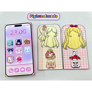 Đồ chơi bóc dán Hộp thời trang Iphone Sanrio , Kuromi | 8 tấm thẻ trang phục... Búp bê Gacha đáng yêu