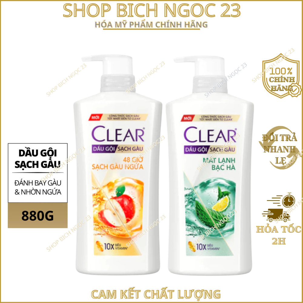 Dầu gội sạch gàu Clear đánh bay gàu & nhờn ngứa, sảng khoái cả ngày dài 880g