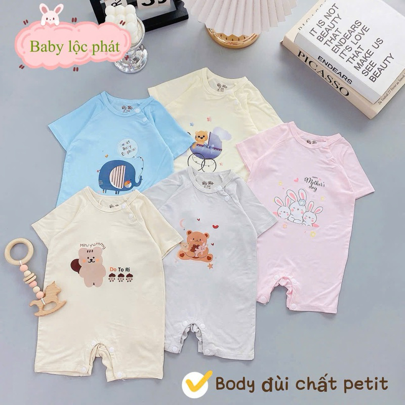 (BD 11) Bộ body Lộc Phát chất vải petit mềm mịn mát lạnh co giãn 4 chiều cho bé từ 3-9kg