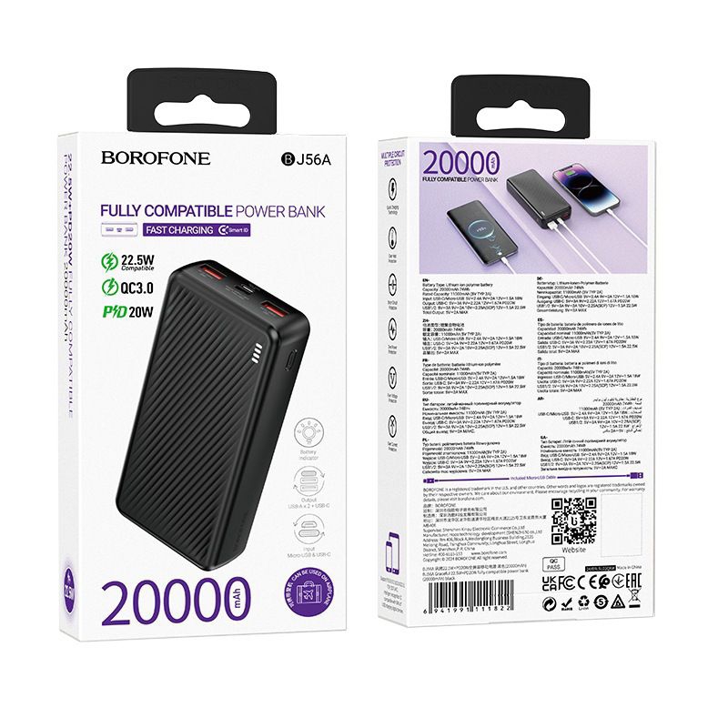 Sạc dự phòng Borofone BJ56A 20.000mah sạc nhanh 22,5W