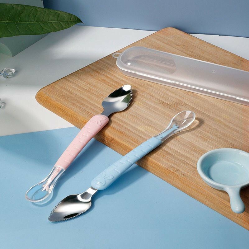 Thìa nạo hoa quả 2 đầu cho bé ăn dặm (0 hộp) saubabi