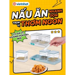 Lọ gia vị vuông Hokori, Hũ Đựng Gia Vị HOKORI Nhựa Việt Nhật Cao Cấp, Hũ Đựng Gia Vị Đẹp Có Kèm Thìa Tiện Lợi GD VN