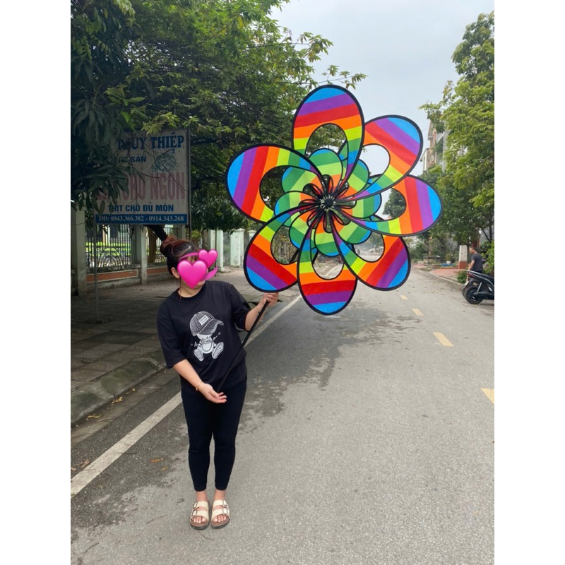 [SIÊU TO KHỔNG LỒ] Chong Chóng Hoa Kép Cầu Vồng Size Lớn – Quay Cực Đẹp, Trang Trí Sân Vườn/Chụp Ảnh Ngoài Trời